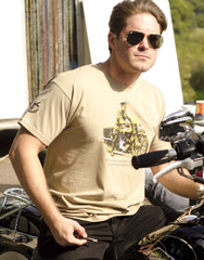 T.E Lawrence (AKA Lawrence of Arabia) on his beloved 'Brough' khaki T-shirt