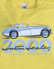 Men’s Duster yellow T-Shirt featuring the Austin Healey 3000 in 'launch' guise
