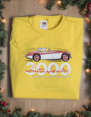 Children’s duster yellow T-shirt featuring an Austin Healey 3000