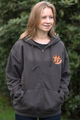 Men’s charcoal zipped hoody featuring a 1932 Harley/Horse Race