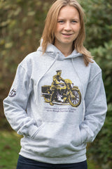 T.E Lawrence on his beloved 'Brough' on our Men’s heather grey hoody