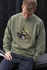 Men’s Olive sweatshirt featuring a Brough Superior SS100