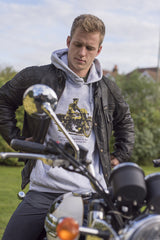 T.E Lawrence on his beloved 'Brough' on our Men’s heather grey hoody