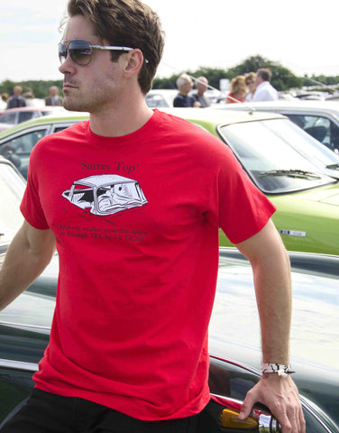 Men’sSignal Red T-shirt featuring a Triumph TR ‘Surrey Top’